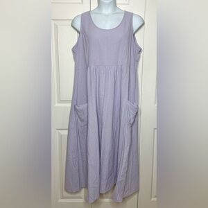 Women's Lavender Midi Sundress With Pockets Textured Size 3x